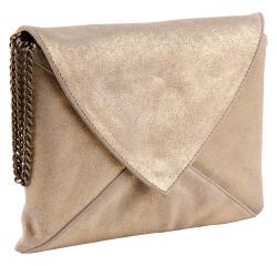 PLUME Pochette Enveloppe en Daim irisé 20x14cm - Or