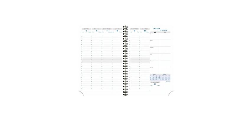 Recharge agenda de bureau Horizons 20S spiralé 15 x 21 cm Semainier Janvier à Décembre 2027