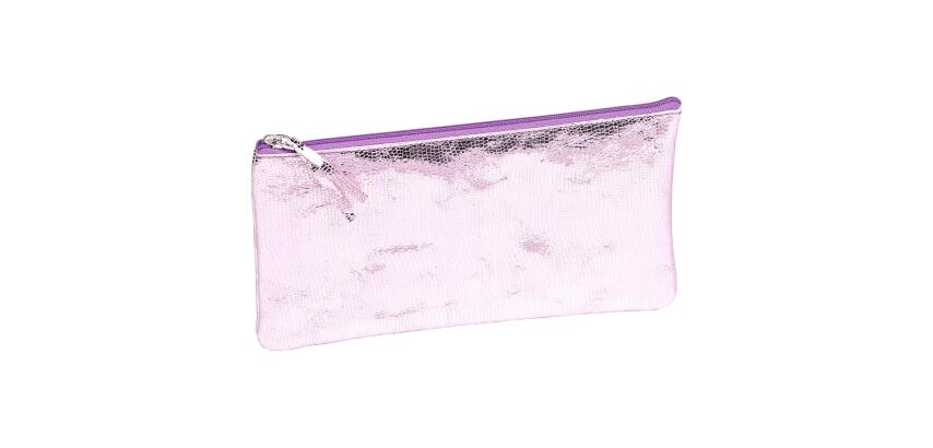 Céleste CUIR Trousse plate 22x11 cm Rose