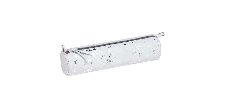 COSMICUIR DAIM Trousse ronde Ø5,5x22cm - Argent