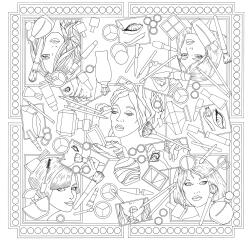 Carré 100% soie - 90x90cm Make-up - Blanc