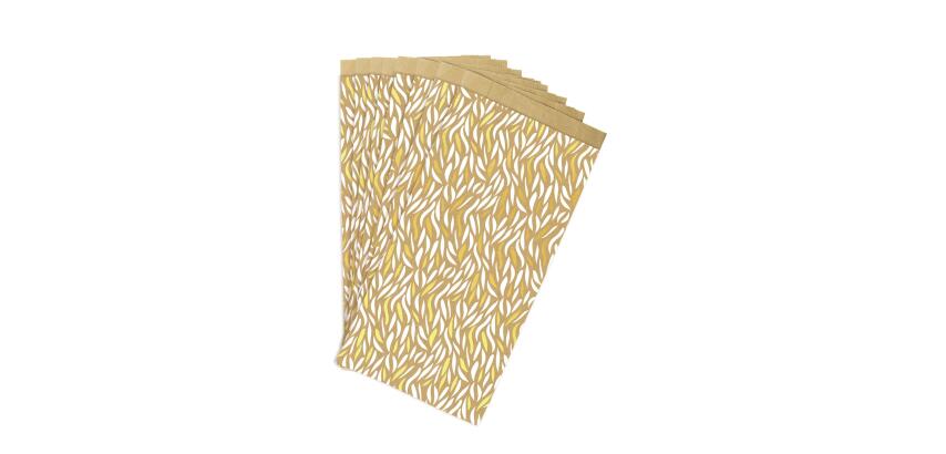 Sachet de 50 pochettes kraft, 12x24+4,5cm vagues - Blanc