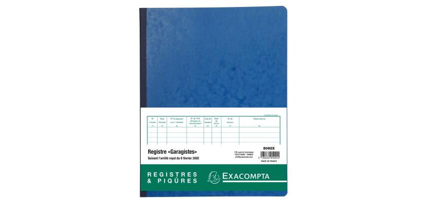 Exacompta garage and gas station register, French