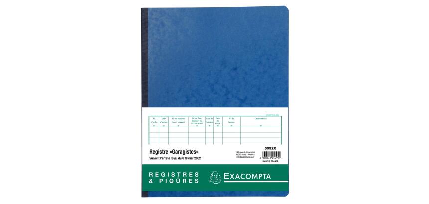 Exacompta registre garagiste et pompiste, français