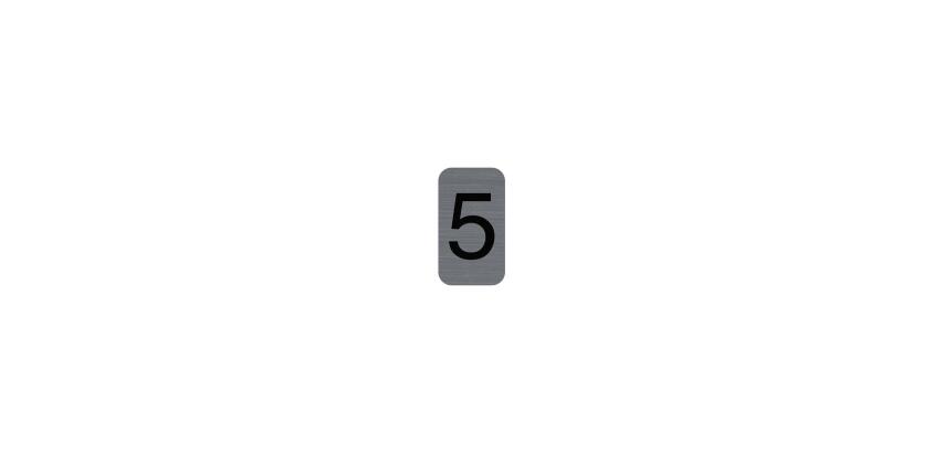 Plaque adhésive imitation Aluminium Chiffre 5 2,5x4,4 cm - Gris