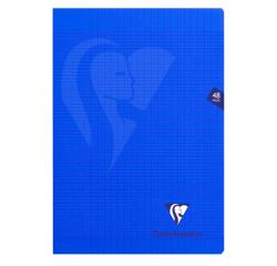 Cahier piqué Mimesys A4 48 pages grands carreaux couverture polypropylène - Bleu marine