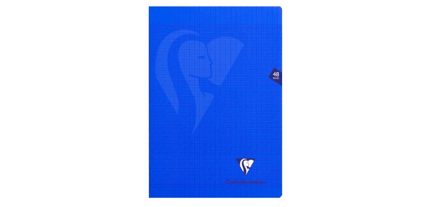 Cahier piqué Mimesys A4 48 pages grands carreaux couverture polypropylène - Bleu marine