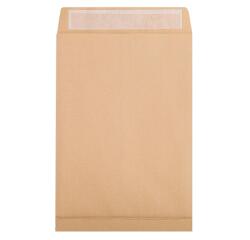 Boite de 250 Pochettes Kraft Brun E4-280x400 mm avec Soufflet de 30 mm - Auto-Adhésives - 120g/m2 - Brun