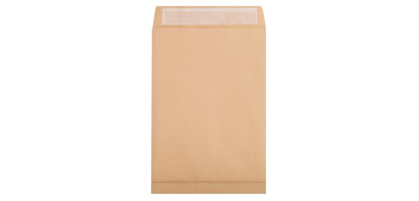 Boite de 250 Pochettes Kraft Brun E4-280x400 mm avec Soufflet de 30 mm - Auto-Adhésives - 120g/m2 - Brun