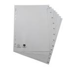 Register A4 aus Recycling-PP grau 120µ mit bedruckten Taben Jan-Dec (FR), 12 Positionen - Grau