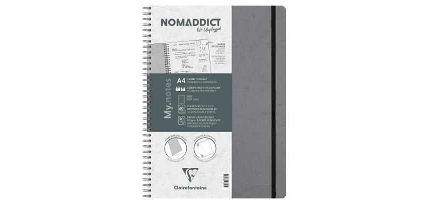 My.Notes Age Bag cahier reliure intégrale à marges détachables A4 120 pages détachables DOT + cadre en-tête - Gris