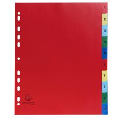 Intercalaires imprimés numériques PP couleurs 12/100e - 10 positions - A4+ - Assorties vives