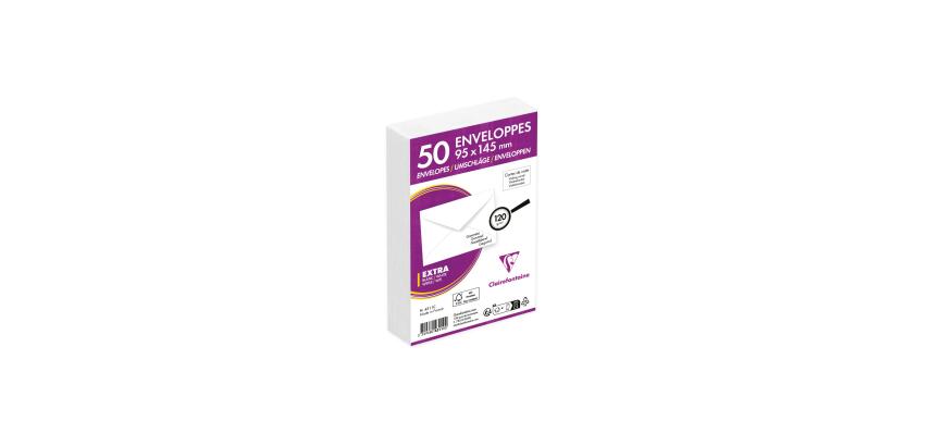 Paquet de 50 Enveloppes de Visite Blanches 95x145mm - Gommée - 120g/m2 - Blanc