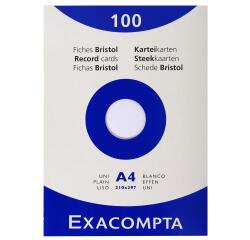 etui 100 steekkaarten bristol effen niet geperforeerd 210x297mm - Wit