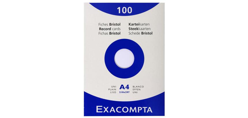 etui 100 steekkaarten bristol effen niet geperforeerd 210x297mm - Wit