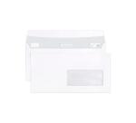 Paquet de 50 Enveloppes Blanches DL-110x220mm - Auto-Adhésives - 80g/m2 - Fenêtre Papier Cristal de 45x100 (position 20/20) - Blanc