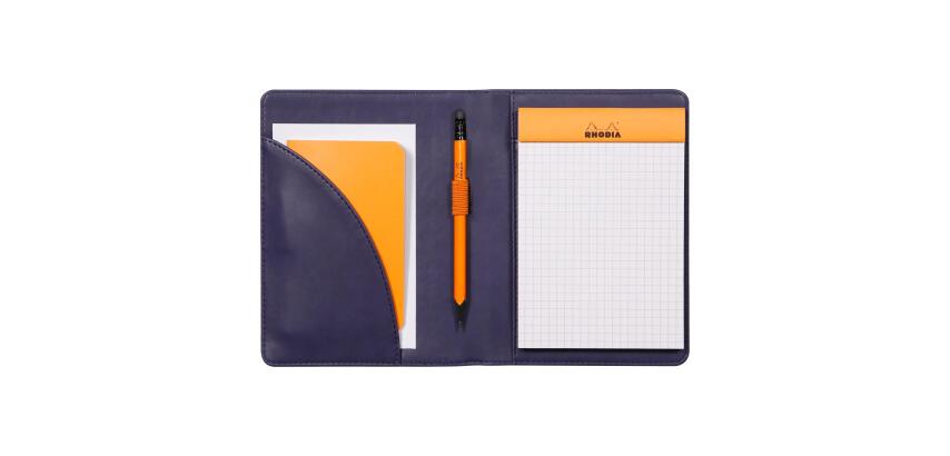Rhodiarama livret porte-bloc N°13 pour bloc ou carnet format A6 - Bleu nuit