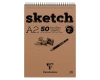Sketch bloc spiralé 50F A2 90g - Blanc
