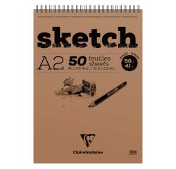 Sketch bloc spiralé 50F A2 90g - Blanc