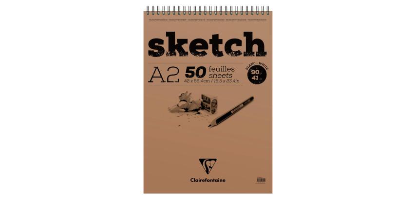 Sketch bloc spiralé 50F A2 90g - Blanc