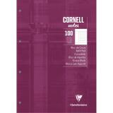Bloc de cours CORNELL encollé grand côté A4 200 pages perforées 4 trous Cornell petits carreaux - Prune