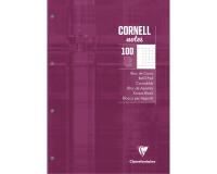 Bloc de cours CORNELL encollé grand côté A4 200 pages perforées 4 trous Cornell petits carreaux - Prune