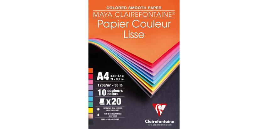 Blok gekleurd papier MAYA, A4, 20 vellen