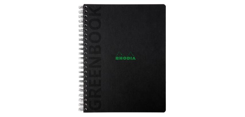 Greenbook cahier recyclé et recyclable en carte rigide 715 g/m2 - A4+ 22,5x29,7 cm 160 pages 5/5 perforation 4 trous - Papier Clairefontaine recyclé 90 g/m2 - Noir - New - Noir