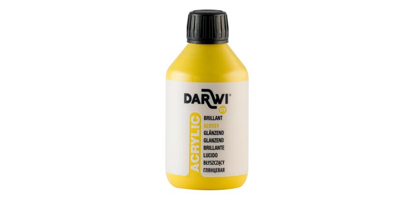 Darwi Flacon de 250 ml de Peinture Acrylique Universelle Brillante - jaune soleil