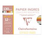Ingres Pastel Paper 24x32cm, 130g, 12 Sheets, Assorted Colours - Pastel Assortment