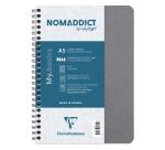 Clairefontaine Nomaddict Notebook - A5 - 5x5 Grid - 50 Sheets - 90gsm ? Wirebound - Grey