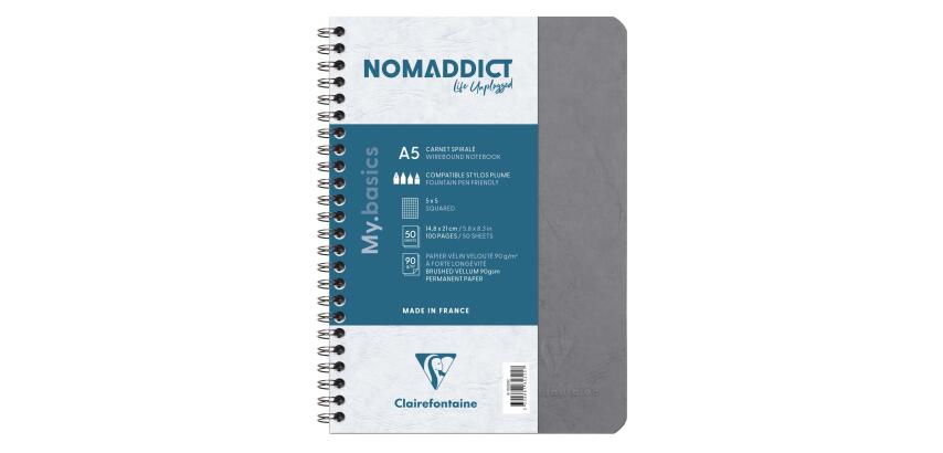 Cahier reliure intégrale Age Bag A5 100 pages petits carreaux - Gris