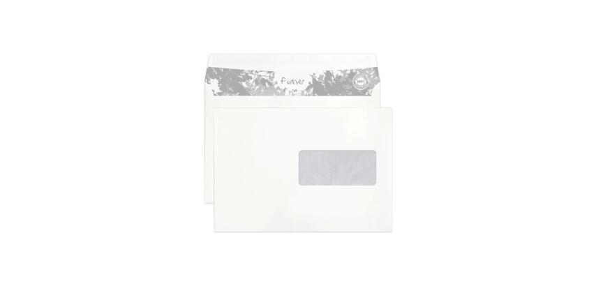Boite de 500 enveloppes Forever Blanches 100% recyclé C5-162x229mm - Auto-Adhésives - 80g/m2 - Fenêtre Papier Cristal 45x100 (position 62/20) - Blanc