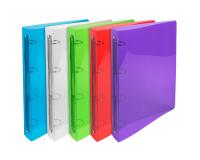 Classeur 4 anneaux plastifié Exacompta Crystal A4 maxi - Dos 3 cm couleurs assorties