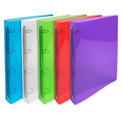 Classeur 4 anneaux plastifié Exacompta Crystal A4 maxi - Dos 3 cm couleurs assorties