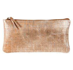 KLEO-PATHRA CUIR Trousse plate 22x11 cm Argent
