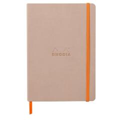 Rhodiarama softcover notitieboek A5, 80 blad gestippeld ivoorkleurig papier van 90g, sluiting met elastiek