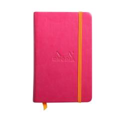Rhodiarama Notebook Hardcover 9x14cm 96 blad uni ivoorkleurig papier 90g elastieksluiting - Framboos