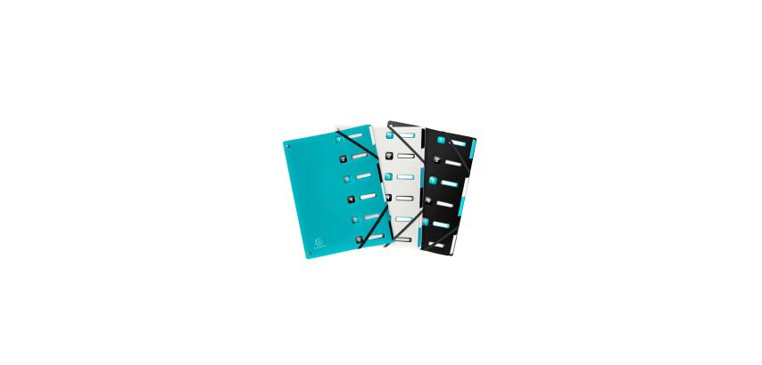 Eckspann-Ordnungsmappe, 6 Fächer, Recycling-PP, dehnbar, Titan - Farben sortiert