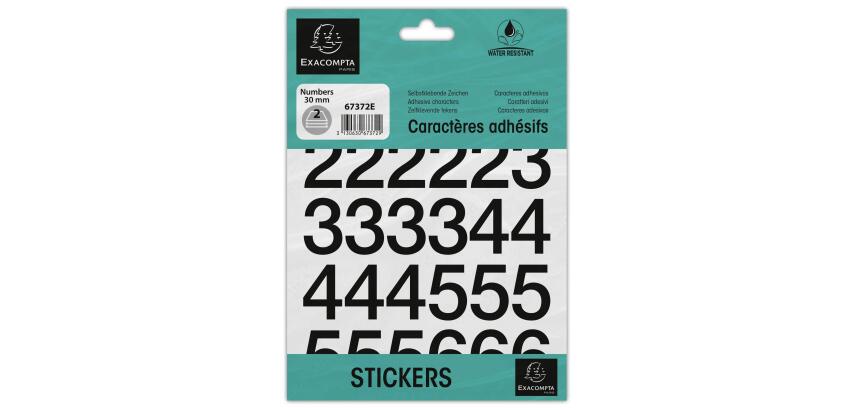 Pack of adhesive numbers 0-9 Black 30 mm - Black