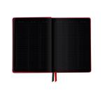 Rhodiarama Goalbook Creation rembordé rigide A5 160 pages papier Maya noir lisse dot 120g avec élastique - Coquelicot