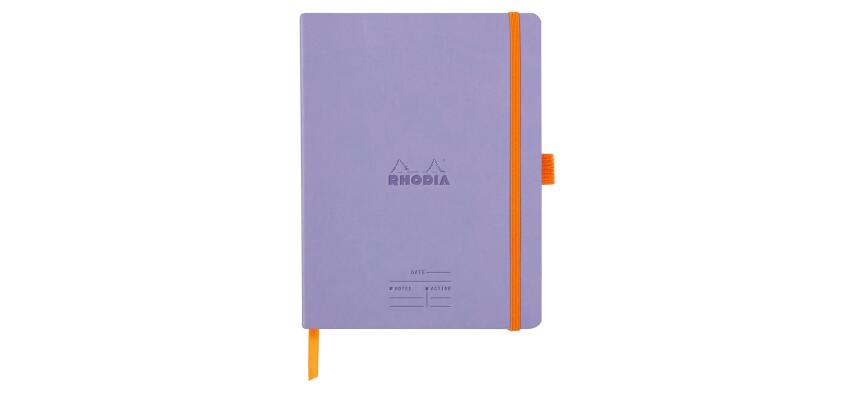 Rhodiarama Meeting A5+ 160 pages microperforé papier blanc 90g avec élastique + porte-stylo - Iris