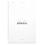 Rhodia White Head Stapled Pad No19, A4+, Lined and Margin - White