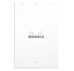 Rhodia White Head Stapled Pad No19, A4+, Lined and Margin - White