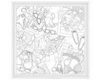 Carré 100% soie - 90x90cm La plage - Blanc
