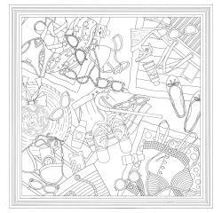 Carré 100% soie - 90x90cm La plage - Blanc