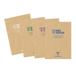 Uninotes gerecycled cursublok gelijmd aan de lange zijde A4 200 afscheurbare pagina's geperforeerd 4 gaten kleine ruitjes - Geassorteerde kleuren