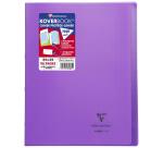 Cahier piqué Koverbook 24x32 cm 96 pages petits carreaux + marge couverture polypropylène transparent - Violet