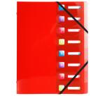 Eckspann-Ordnungsmappe aus PP 500µ mit Gummizug und 3 Klappen, 8 Fächer mit Index-Fenstern, für Format DIN A4 - Crystal Colours - Farben sortiert