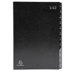 Clasificadores Ordonator ® lomo extensible pestañas impresas Clasifi cadores economicos - Tamaño: 25x33 cm para: A4 - Negro